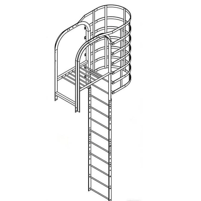 OSHA compliant roof access cage ladder for warehouse and factory buildings