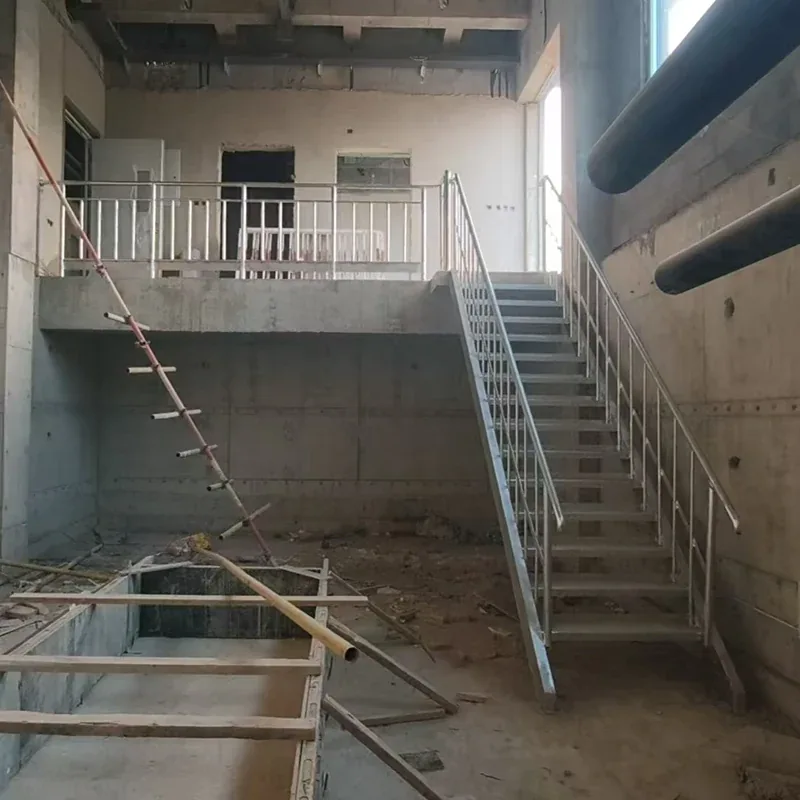Factory platform stair with guardrails for equipment maintenance